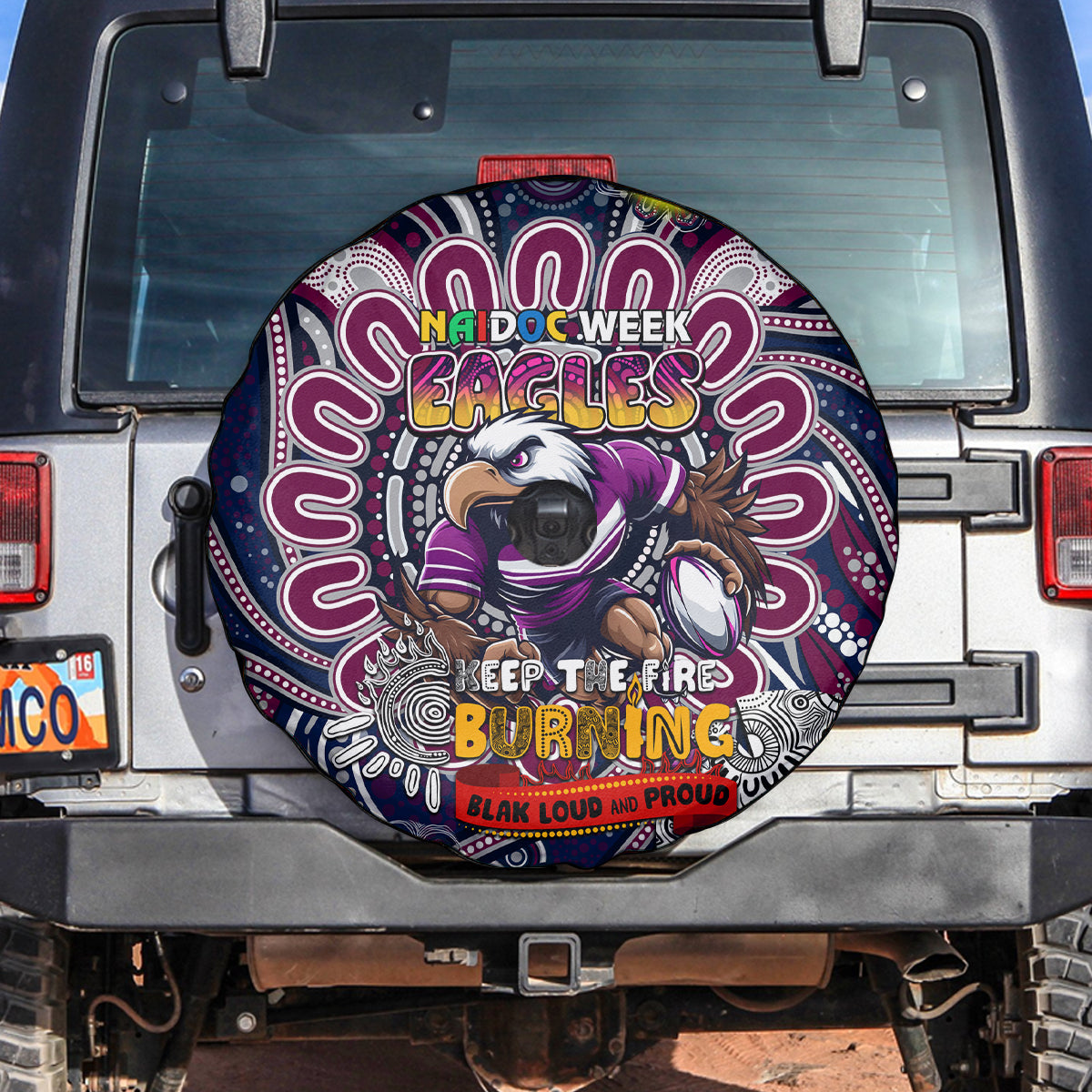 NAIDOC Week 2024 Eagles Spare Tire Cover Mascot Rugby