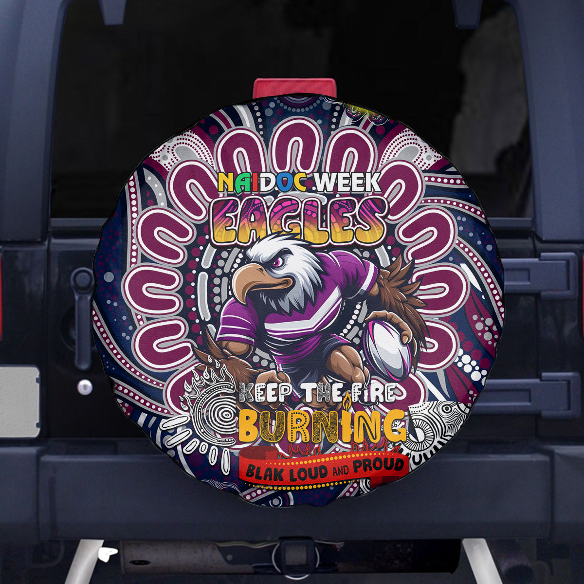 NAIDOC Week 2024 Eagles Spare Tire Cover Mascot Rugby