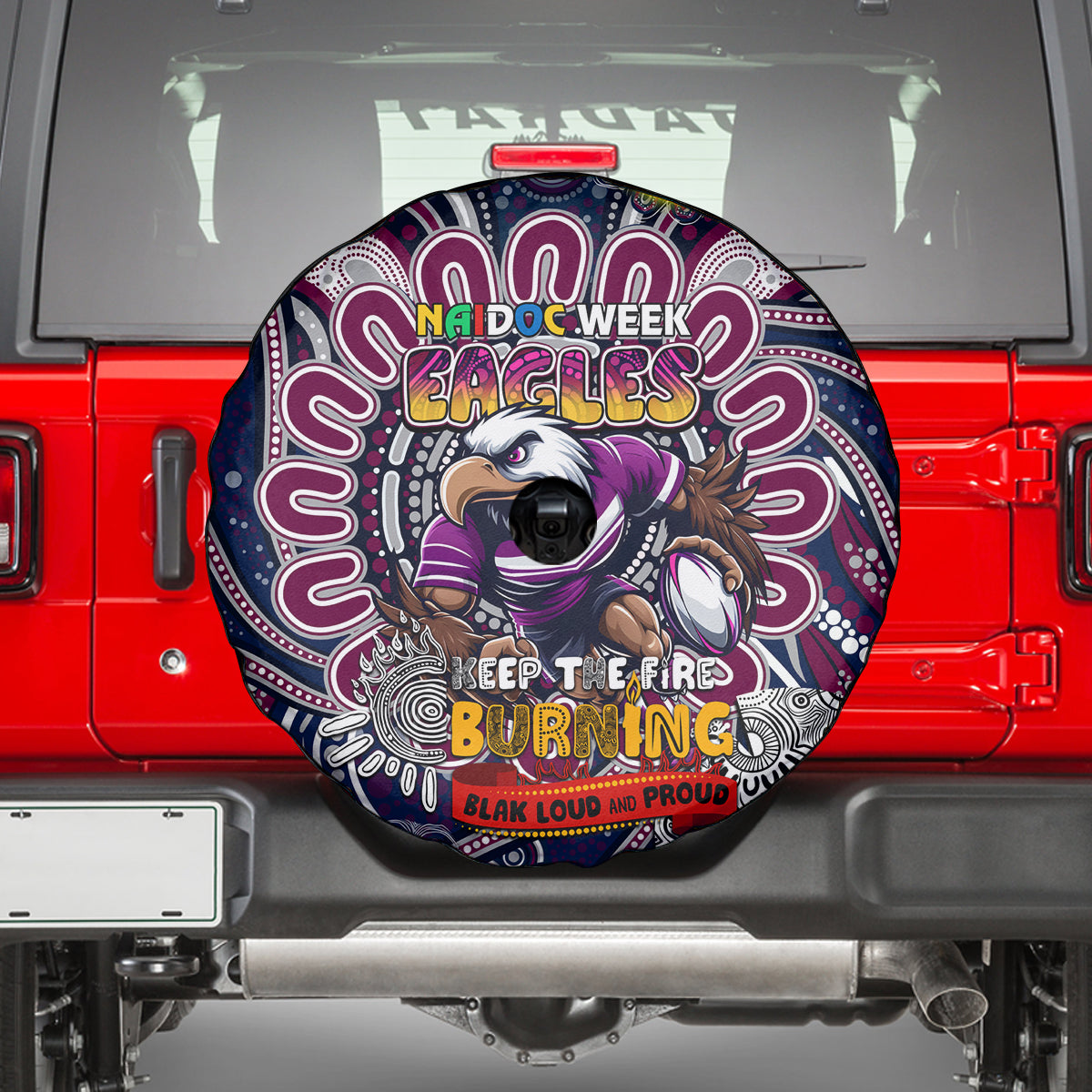 NAIDOC Week 2024 Eagles Spare Tire Cover Mascot Rugby