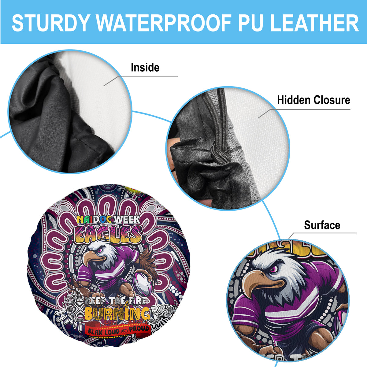 NAIDOC Week 2024 Eagles Spare Tire Cover Mascot Rugby