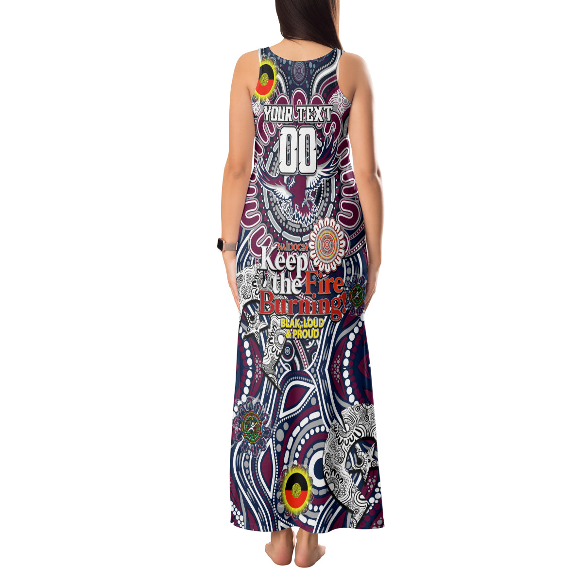 Custom NAIDOC Week 2024 Eagles Tank Maxi Dress Mascot Rugby