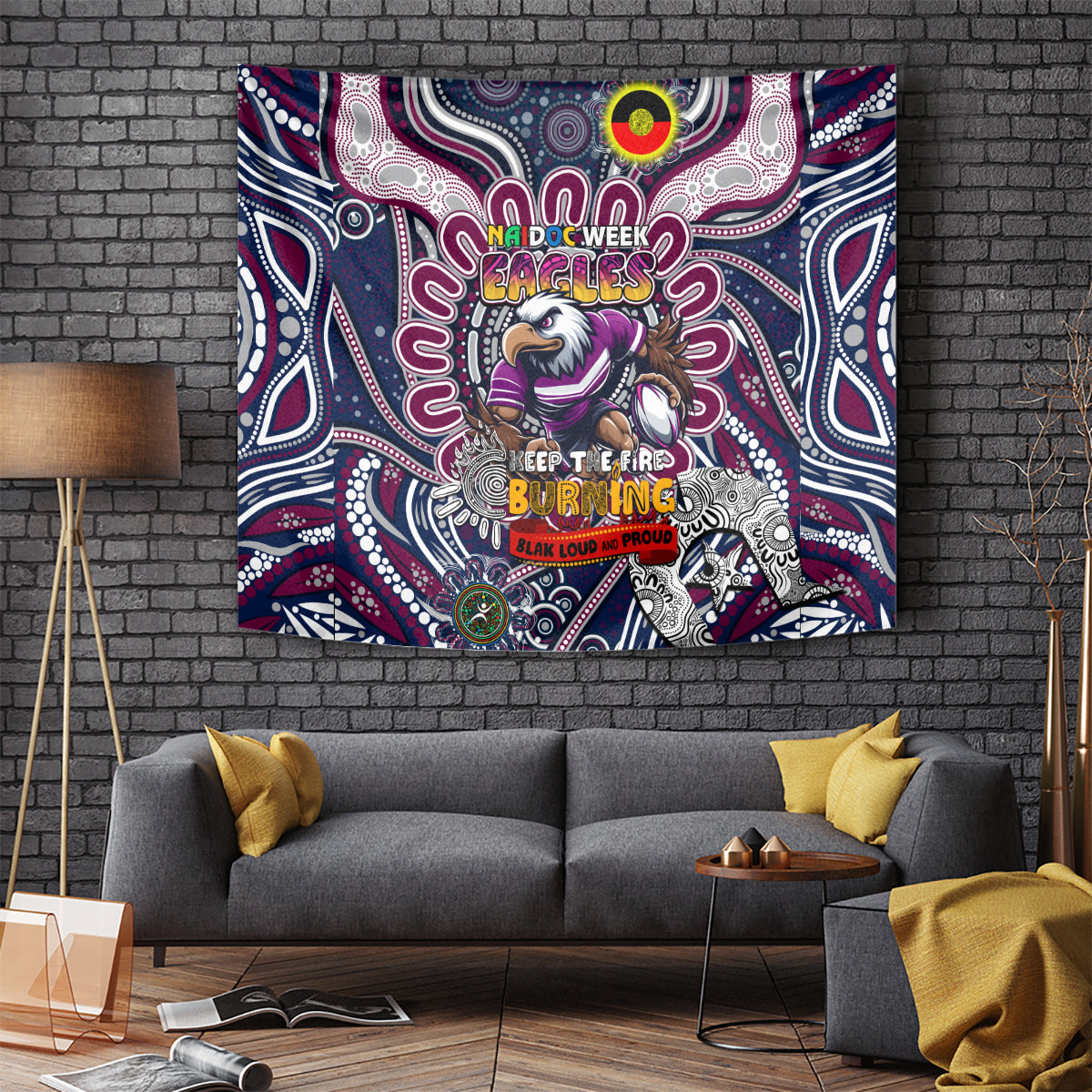 NAIDOC Week 2024 Eagles Tapestry Mascot Rugby