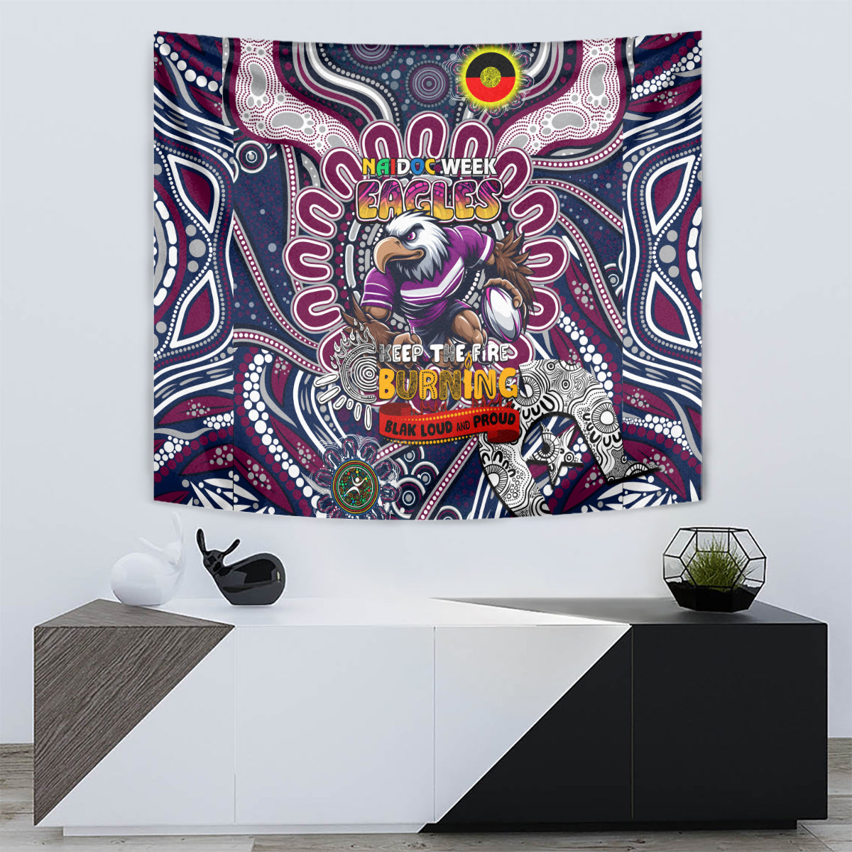 NAIDOC Week 2024 Eagles Tapestry Mascot Rugby
