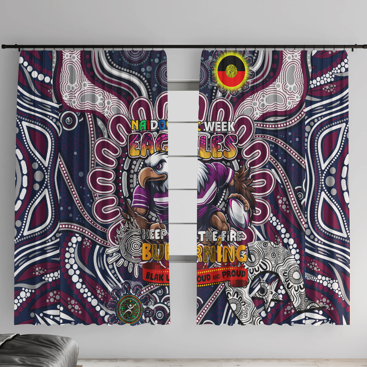 NAIDOC Week 2024 Eagles Window Curtain Mascot Rugby
