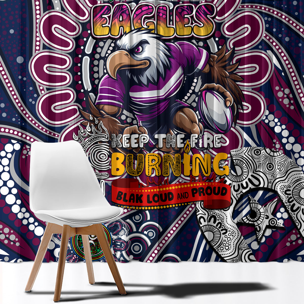 NAIDOC Week 2024 Eagles Window Curtain Mascot Rugby