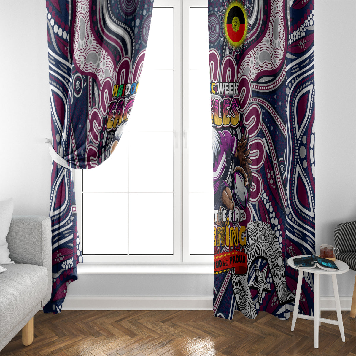 NAIDOC Week 2024 Eagles Window Curtain Mascot Rugby