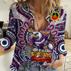 Custom NAIDOC Week 2024 Eagles Women Casual Shirt Mascot Rugby