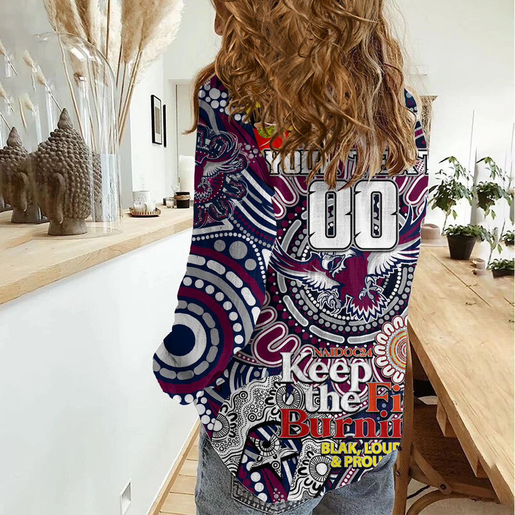 Custom NAIDOC Week 2024 Eagles Women Casual Shirt Mascot Rugby