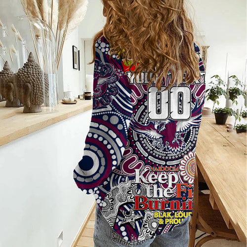 Custom NAIDOC Week 2024 Eagles Women Casual Shirt Mascot Rugby