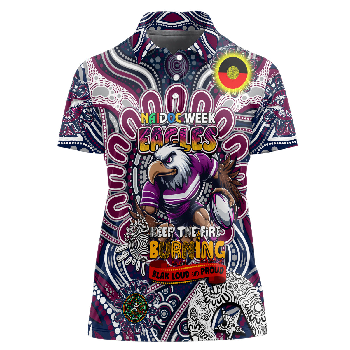 Custom NAIDOC Week 2024 Eagles Women Polo Shirt Mascot Rugby