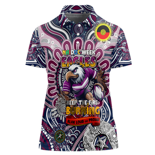 Custom NAIDOC Week 2024 Eagles Women Polo Shirt Mascot Rugby