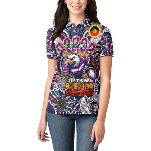 Custom NAIDOC Week 2024 Eagles Women Polo Shirt Mascot Rugby