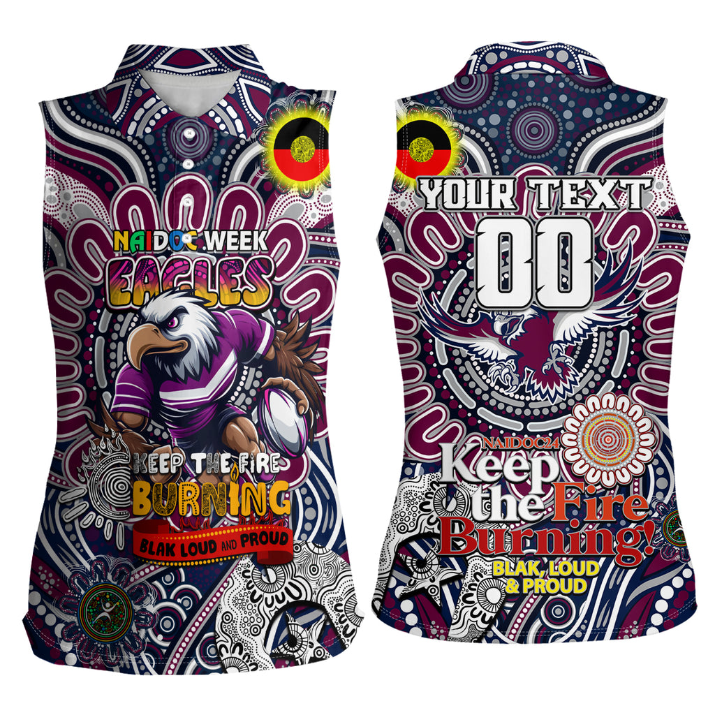 Custom NAIDOC Week 2024 Eagles Women Sleeveless Polo Shirt Mascot Rugby