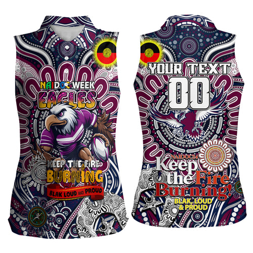 Custom NAIDOC Week 2024 Eagles Women Sleeveless Polo Shirt Mascot Rugby