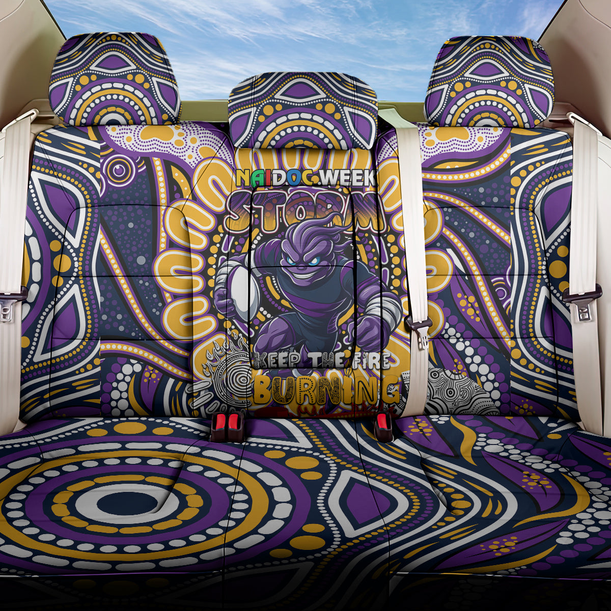 NAIDOC Week 2024 Storm Back Car Seat Cover Mascot Rugby