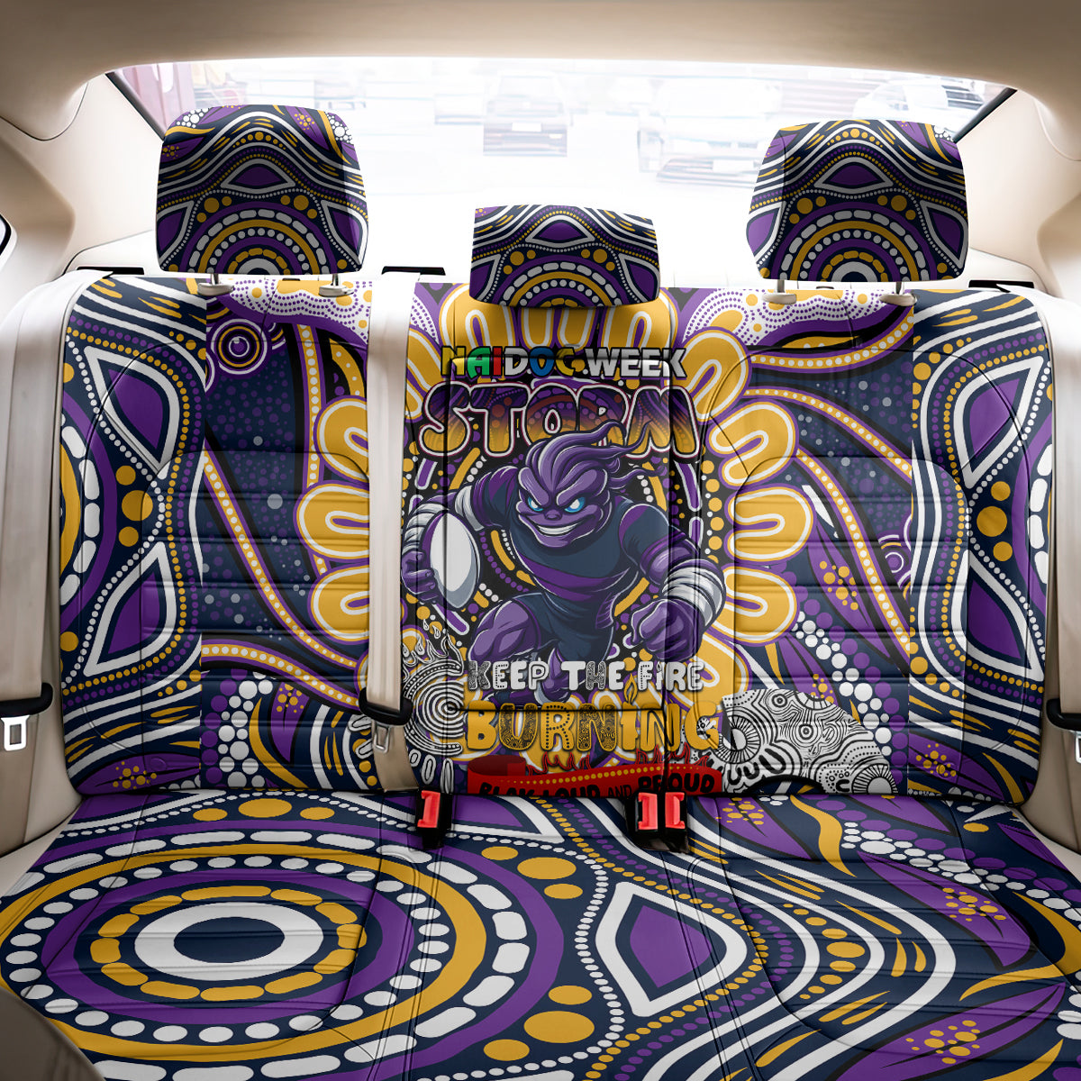NAIDOC Week 2024 Storm Back Car Seat Cover Mascot Rugby