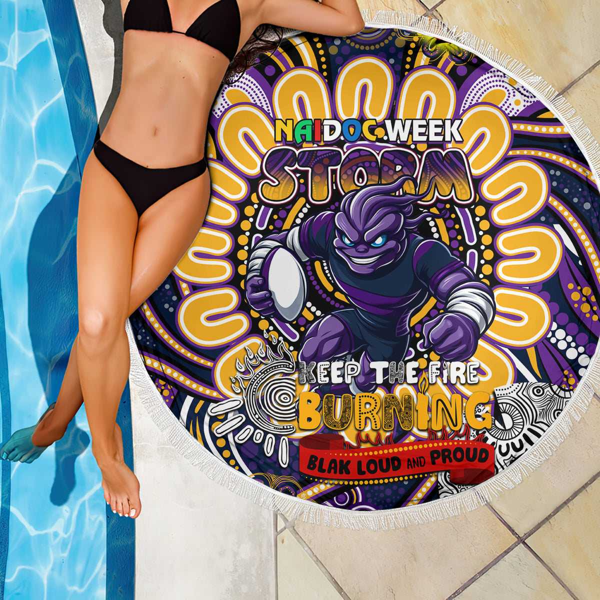 NAIDOC Week 2024 Storm Beach Blanket Mascot Rugby