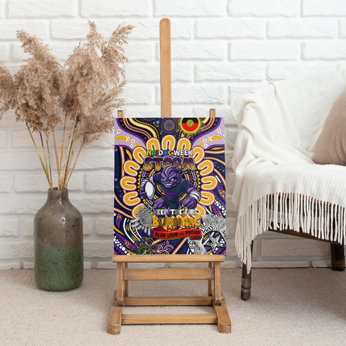 NAIDOC Week 2024 Storm Canvas Wall Art Mascot Rugby