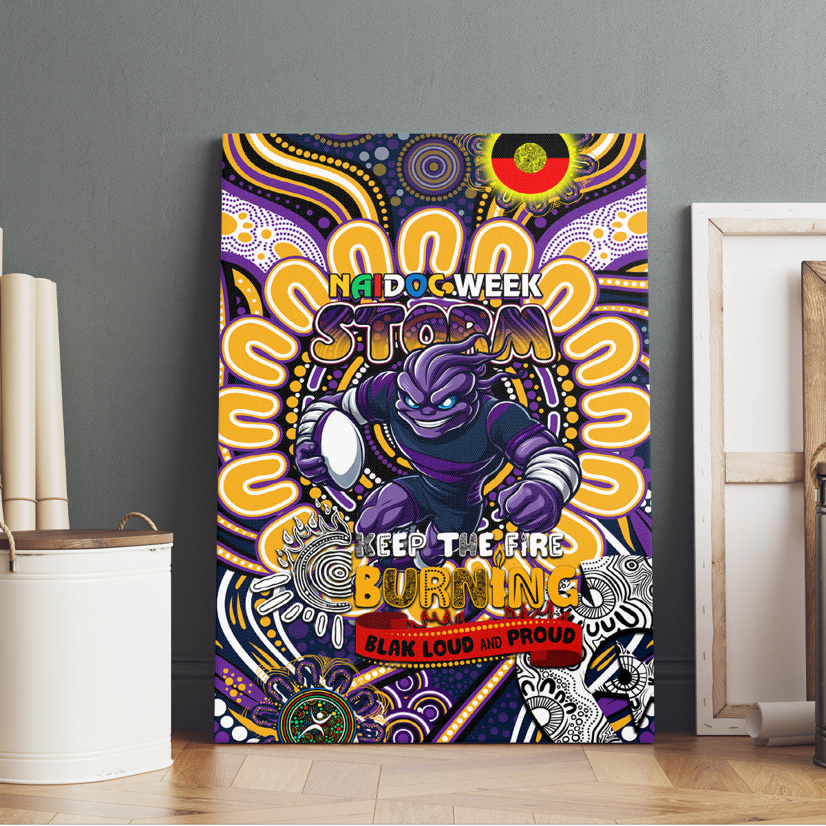 NAIDOC Week 2024 Storm Canvas Wall Art Mascot Rugby