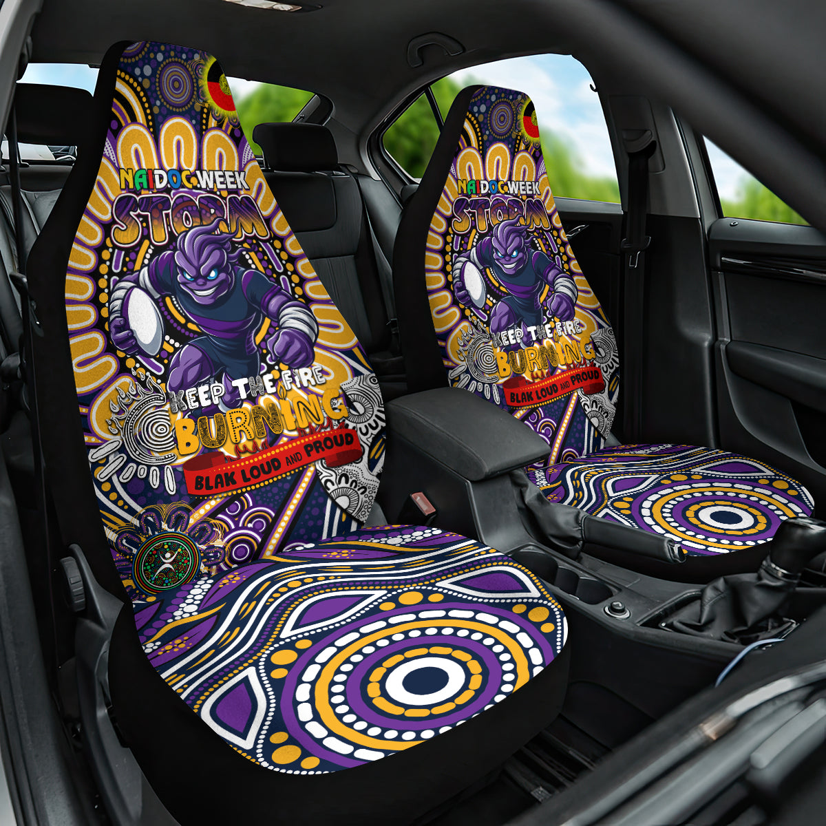 NAIDOC Week 2024 Storm Car Seat Cover Mascot Rugby