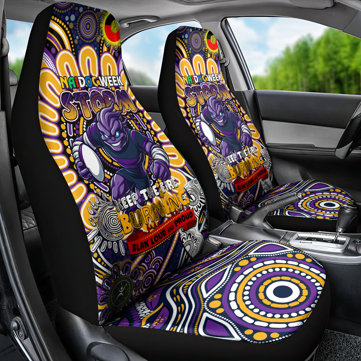 NAIDOC Week 2024 Storm Car Seat Cover Mascot Rugby
