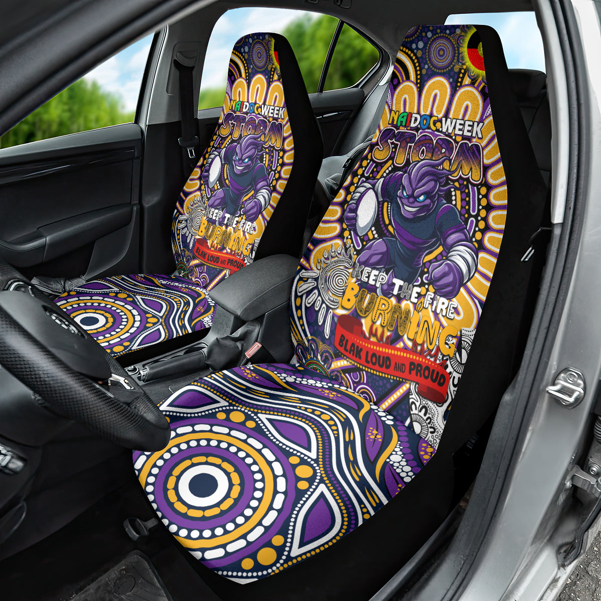 NAIDOC Week 2024 Storm Car Seat Cover Mascot Rugby