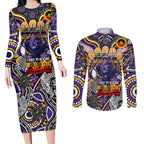Custom NAIDOC Week 2024 Storm Couples Matching Long Sleeve Bodycon Dress and Long Sleeve Button Shirt Mascot Rugby