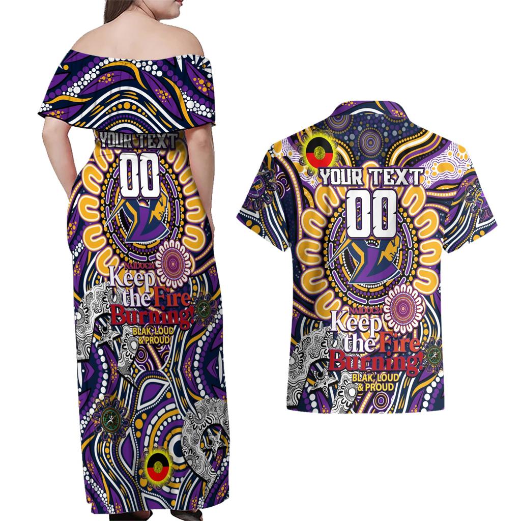 Custom NAIDOC Week 2024 Storm Couples Matching Off Shoulder Maxi Dress and Hawaiian Shirt Mascot Rugby