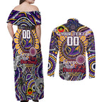 Custom NAIDOC Week 2024 Storm Couples Matching Off Shoulder Maxi Dress and Long Sleeve Button Shirt Mascot Rugby