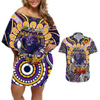 Custom NAIDOC Week 2024 Storm Couples Matching Off Shoulder Short Dress and Hawaiian Shirt Mascot Rugby