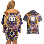 Custom NAIDOC Week 2024 Storm Couples Matching Off Shoulder Short Dress and Hawaiian Shirt Mascot Rugby