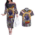 Custom NAIDOC Week 2024 Storm Couples Matching Off The Shoulder Long Sleeve Dress and Hawaiian Shirt Mascot Rugby