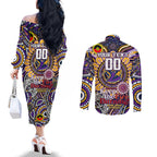Custom NAIDOC Week 2024 Storm Couples Matching Off The Shoulder Long Sleeve Dress and Long Sleeve Button Shirt Mascot Rugby