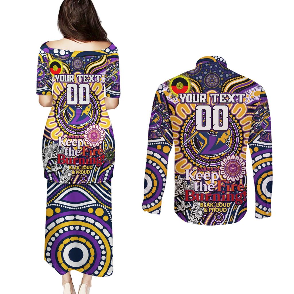 Custom NAIDOC Week 2024 Storm Couples Matching Puletasi and Long Sleeve Button Shirt Mascot Rugby
