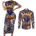 Custom NAIDOC Week 2024 Storm Couples Matching Short Sleeve Bodycon Dress and Long Sleeve Button Shirt Mascot Rugby