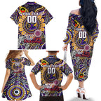 Custom NAIDOC Week 2024 Storm Family Matching Off The Shoulder Long Sleeve Dress and Hawaiian Shirt Mascot Rugby