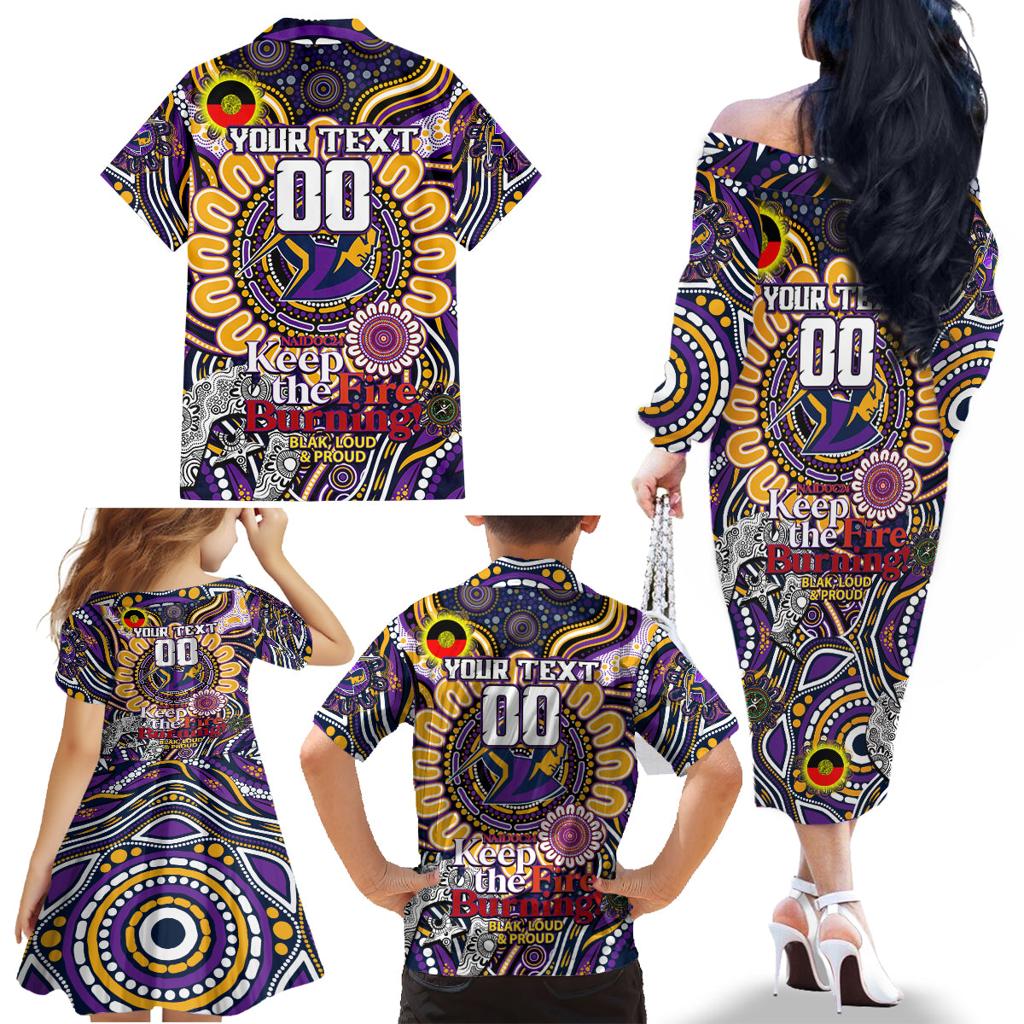 Custom NAIDOC Week 2024 Storm Family Matching Off The Shoulder Long Sleeve Dress and Hawaiian Shirt Mascot Rugby