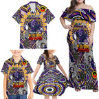Custom NAIDOC Week 2024 Storm Family Matching Off Shoulder Maxi Dress and Hawaiian Shirt Mascot Rugby
