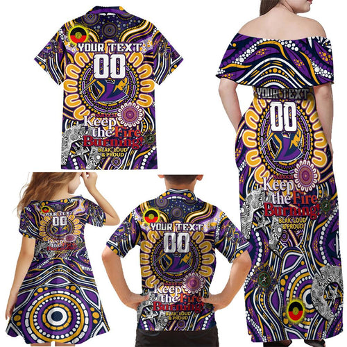 Custom NAIDOC Week 2024 Storm Family Matching Off Shoulder Maxi Dress and Hawaiian Shirt Mascot Rugby