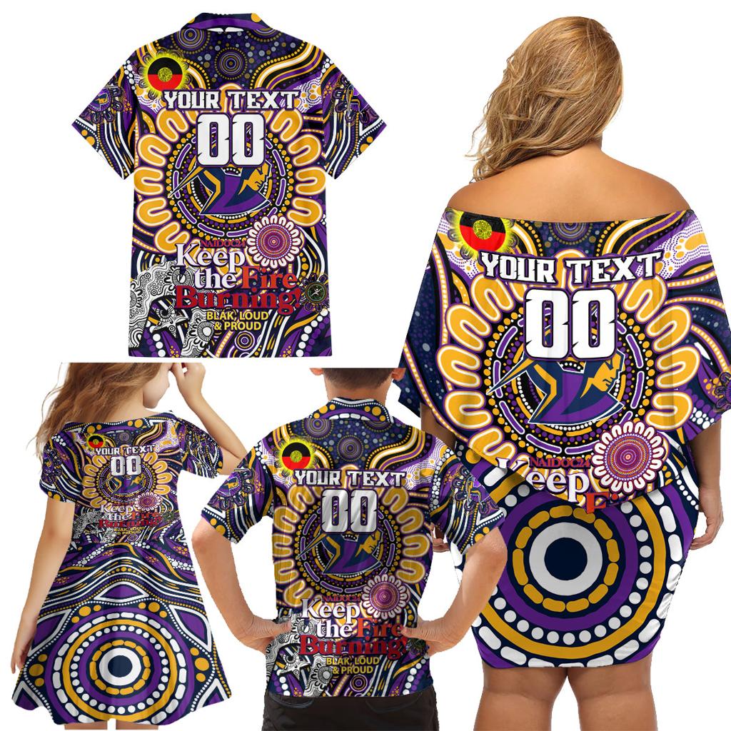 Custom NAIDOC Week 2024 Storm Family Matching Off Shoulder Short Dress and Hawaiian Shirt Mascot Rugby