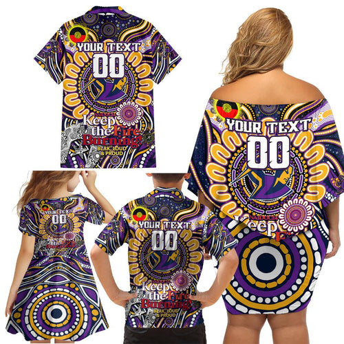 Custom NAIDOC Week 2024 Storm Family Matching Off Shoulder Short Dress and Hawaiian Shirt Mascot Rugby
