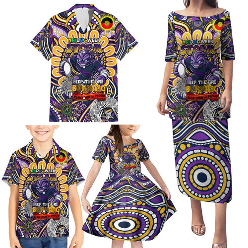 Custom NAIDOC Week 2024 Storm Family Matching Puletasi and Hawaiian Shirt Mascot Rugby