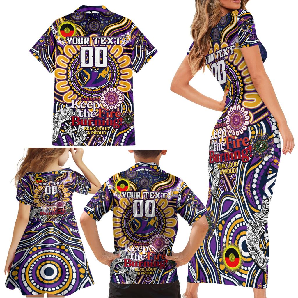 Custom NAIDOC Week 2024 Storm Family Matching Short Sleeve Bodycon Dress and Hawaiian Shirt Mascot Rugby