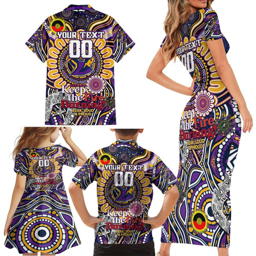 Custom NAIDOC Week 2024 Storm Family Matching Short Sleeve Bodycon Dress and Hawaiian Shirt Mascot Rugby