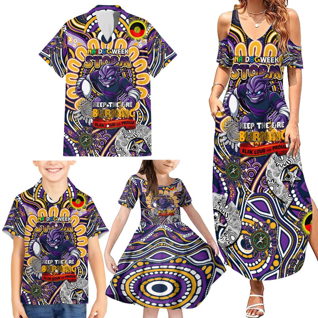 Custom NAIDOC Week 2024 Storm Family Matching Summer Maxi Dress and Hawaiian Shirt Mascot Rugby