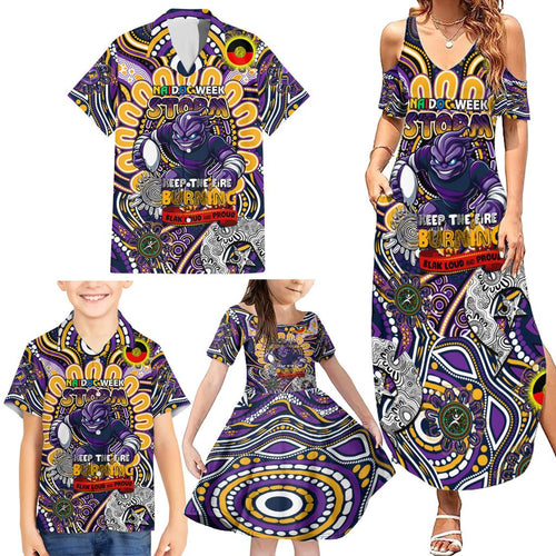 Custom NAIDOC Week 2024 Storm Family Matching Summer Maxi Dress and Hawaiian Shirt Mascot Rugby