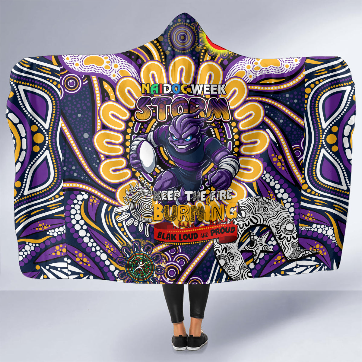 NAIDOC Week 2024 Storm Hooded Blanket Mascot Rugby