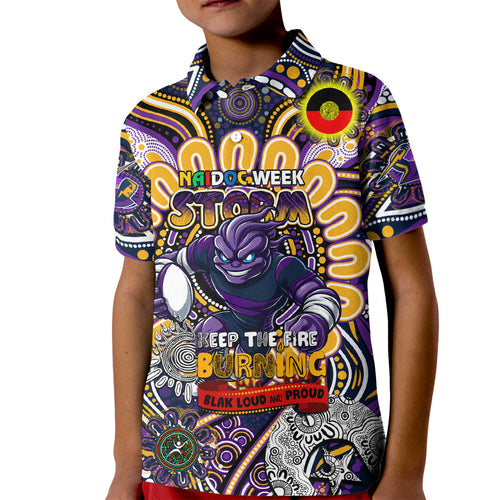 Custom NAIDOC Week 2024 Storm Kid Polo Shirt Mascot Rugby