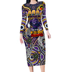 Custom NAIDOC Week 2024 Storm Long Sleeve Bodycon Dress Mascot Rugby