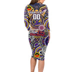 Custom NAIDOC Week 2024 Storm Long Sleeve Bodycon Dress Mascot Rugby